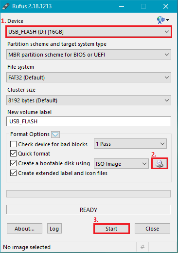 Create bootable USB drive with Rufus